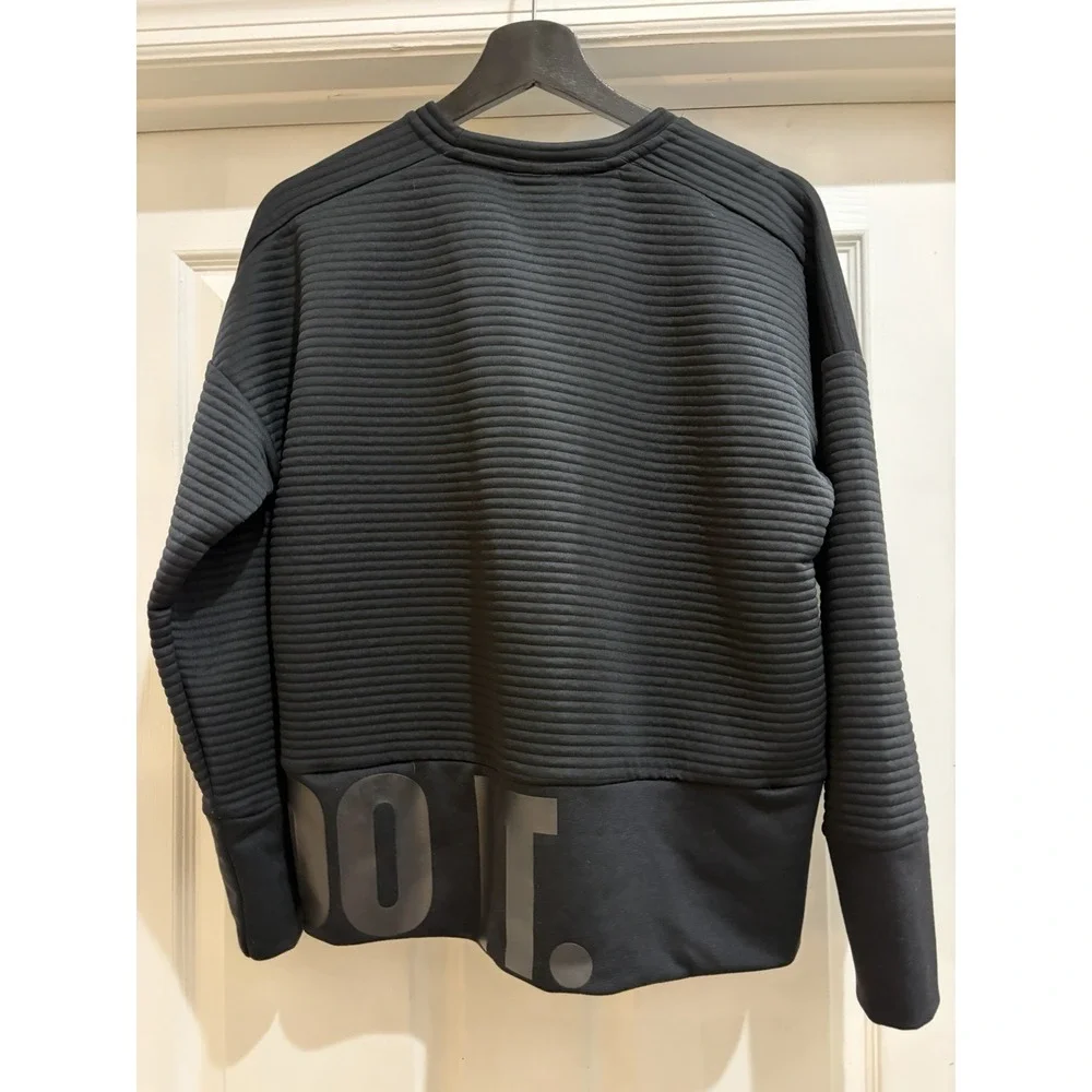 Nike Dri-FIT Ribbed Crewneck Sweatshirt Black Just Do It Logo Women's S